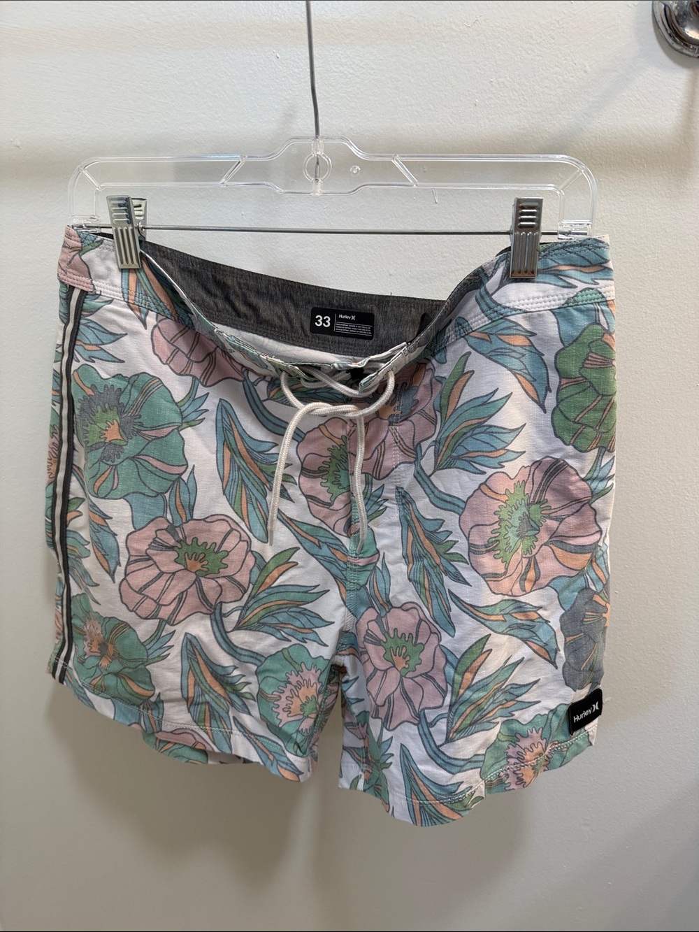 Hurley Floral Drawstring Shorts - Pink & Mint Green
